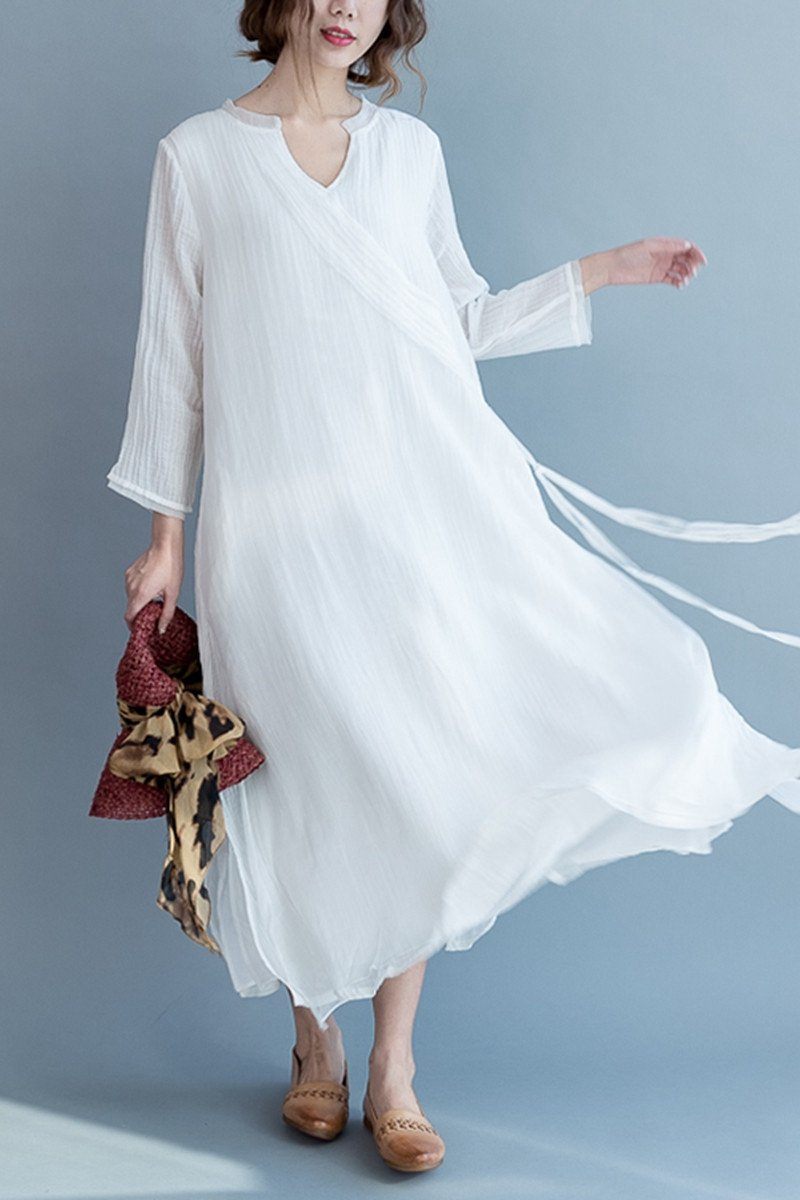 long silk dress white