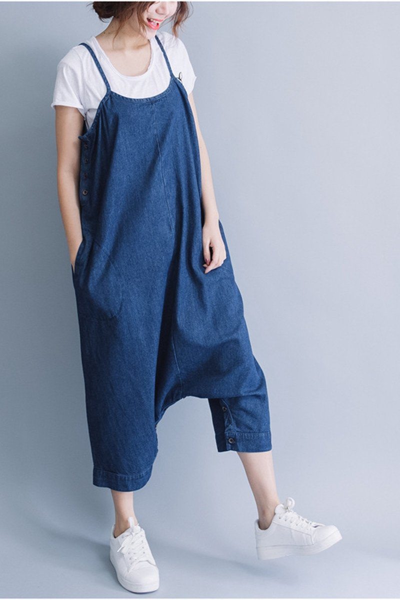 Summer Blue Casual Loose Overalls Trousers Cowboy Pants Women Clothes ...