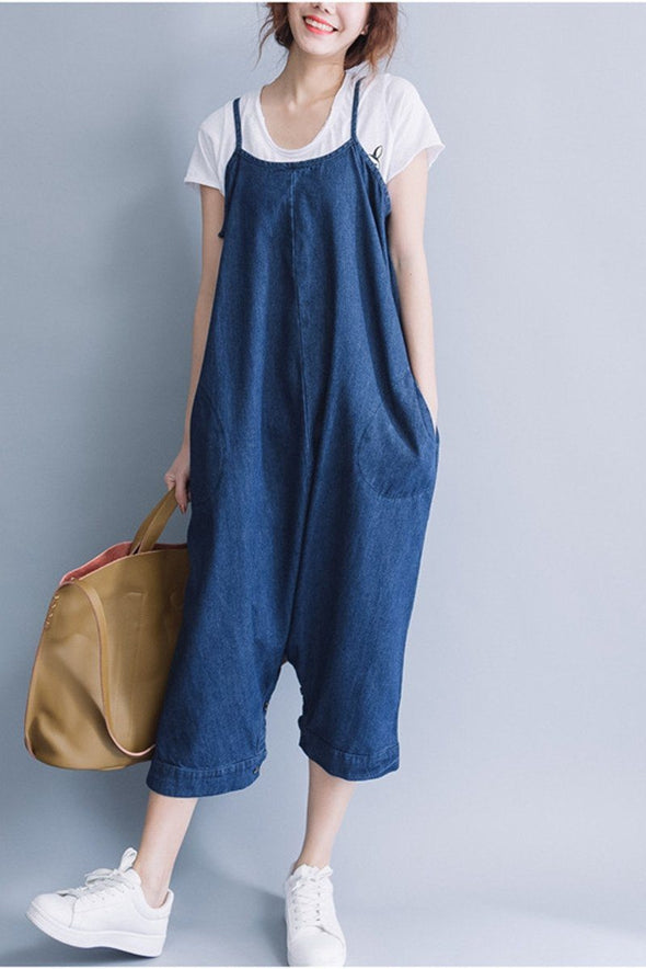 Summer Blue Casual Loose Overalls Trousers Cowboy Pants Women Clothes ...