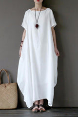 casual white linen dress