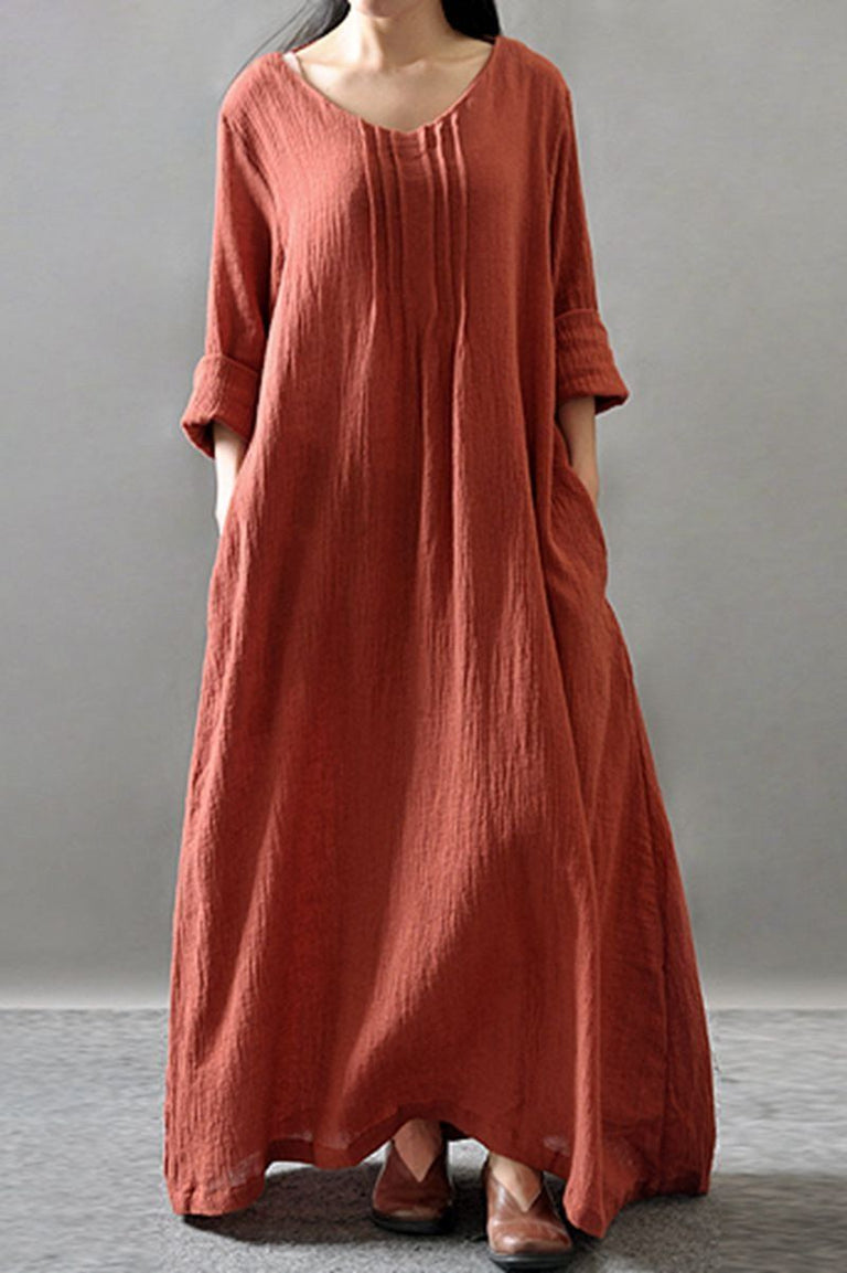 Purple/Black/Orange Maxi Linen Plus Size Women Dresses Q3102A– FantasyLinen