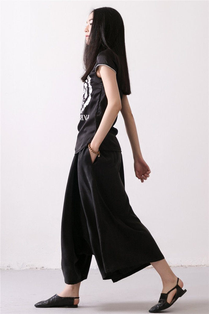Linen Trousers Black Women Dress Slacks Pants K037– FantasyLinen