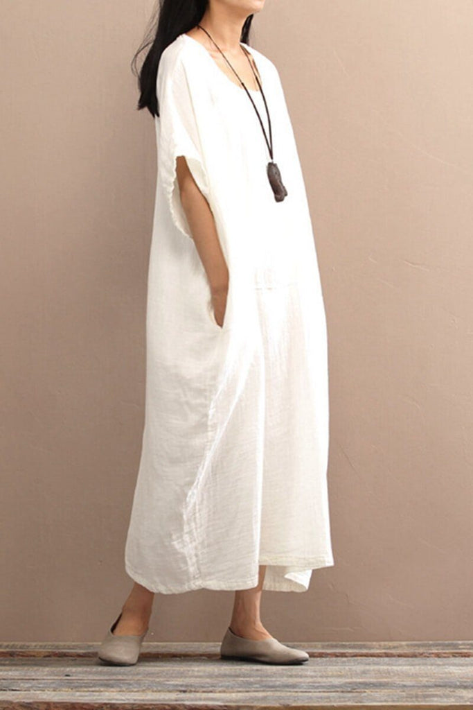 Cotton Loose Plus Size Long Dress Women Dress– FantasyLinen