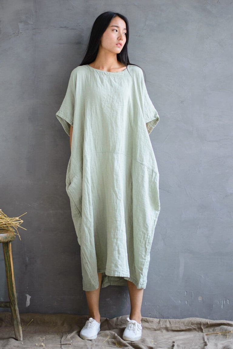 Cotton Loose Plus Size Long Dress Women Dress– FantasyLinen