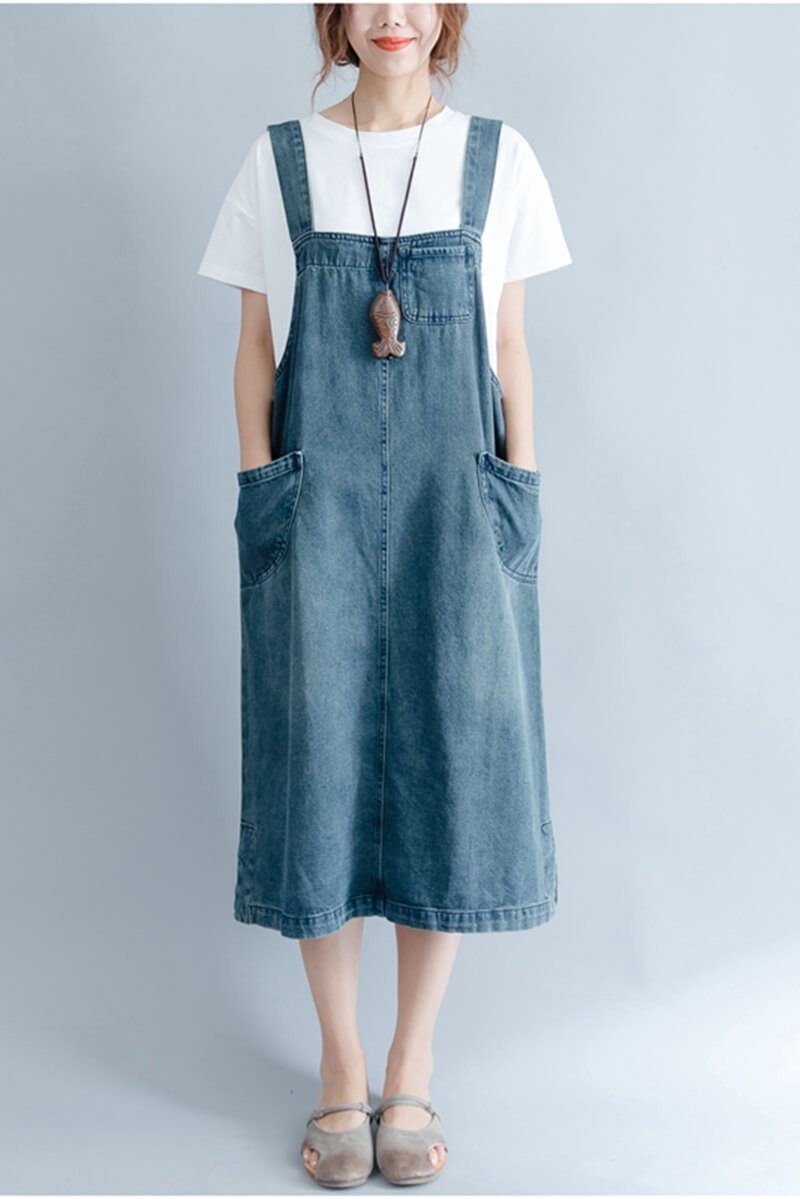 denim suspender dress