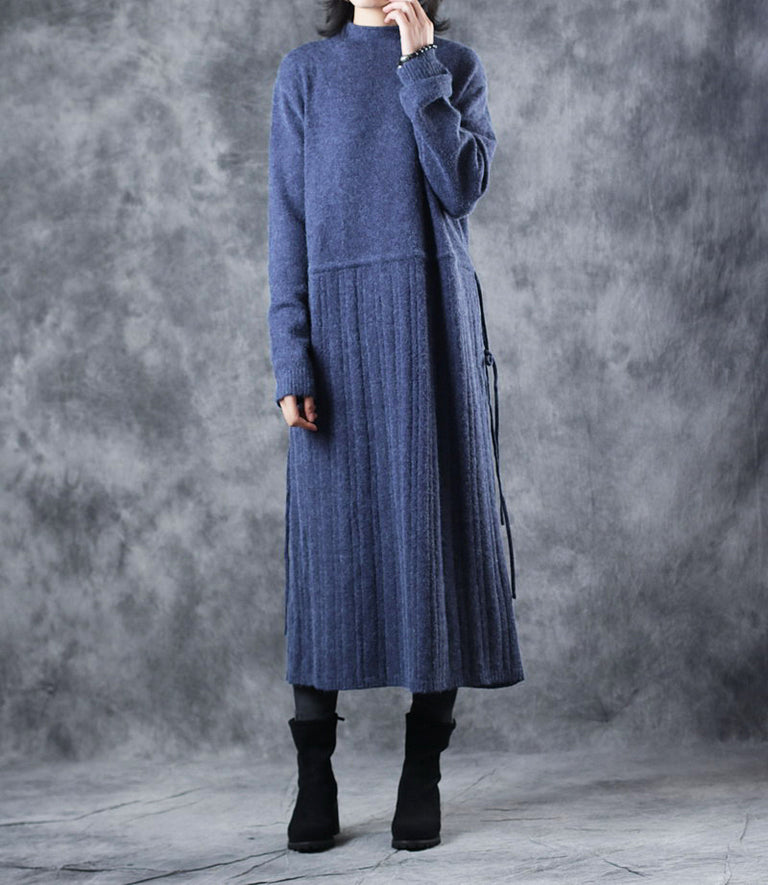 Vintage Loose High Neck Base Sweater Dresses For Women W609– FantasyLinen