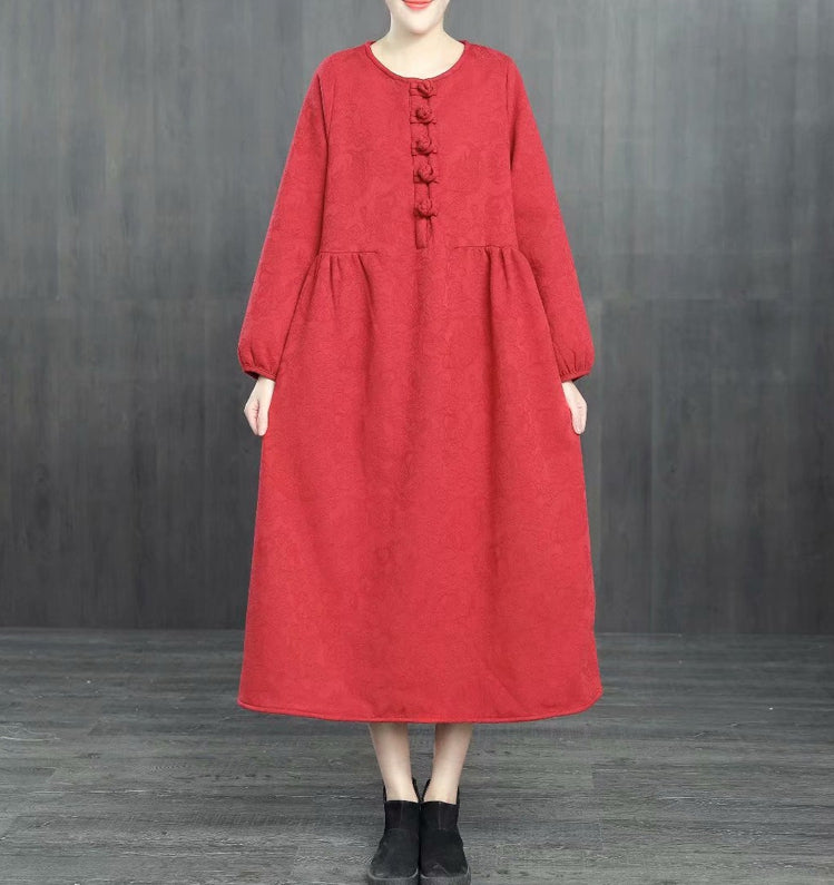 Chinese Style Loose Cotton Linen Brushed Dresses For Women 1363 ...