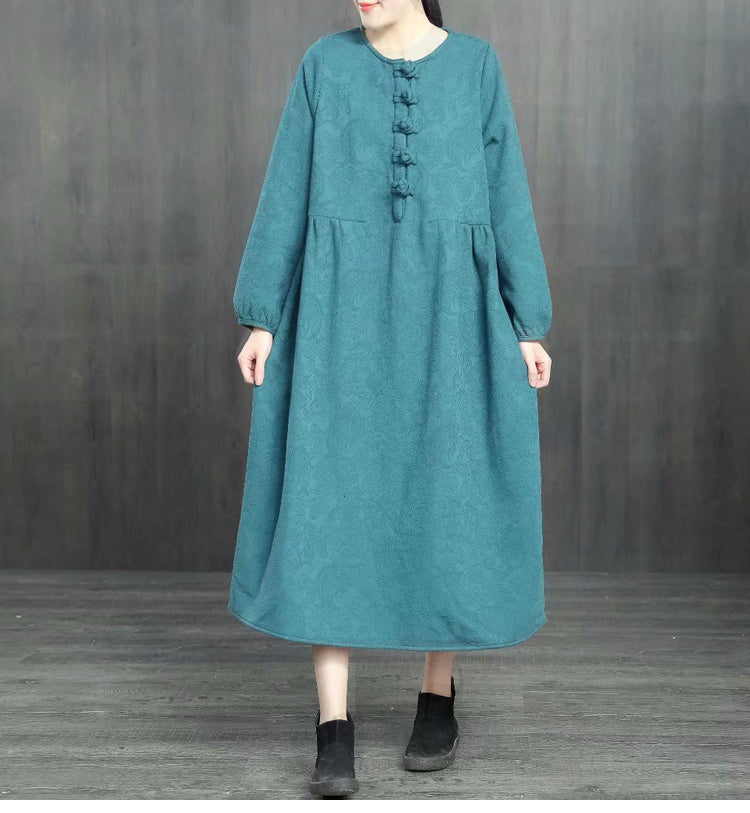 Chinese Style Loose Cotton Linen Brushed Dresses For Women 1363 ...