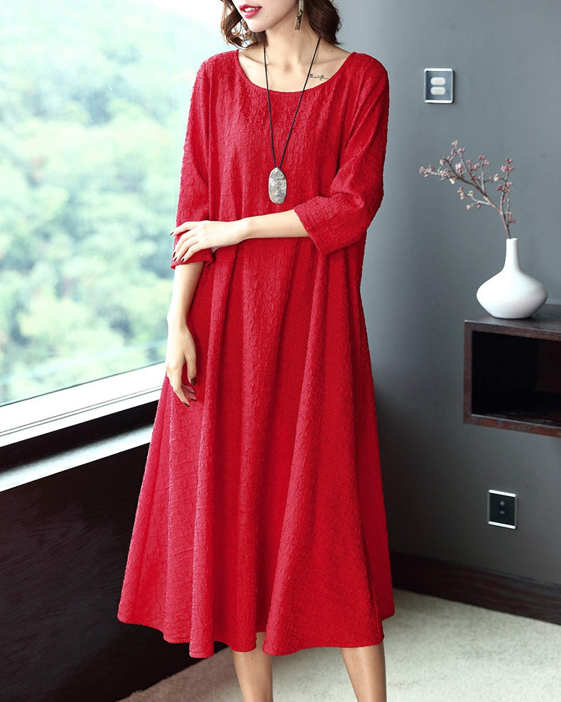 Women Plus Size Pure Color Elegant Loose Dresses Q16014– FantasyLinen