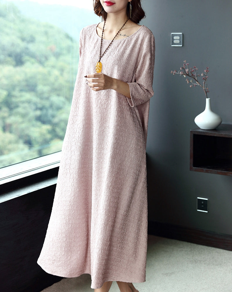 Women Plus Size Pure Color Elegant Loose Dresses Q16014– FantasyLinen