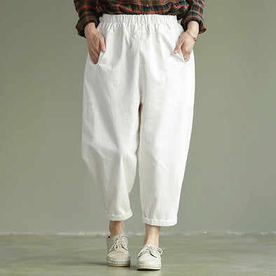 Art Casual Black White Grid Pants Cotton Women Clothes K9653B ...