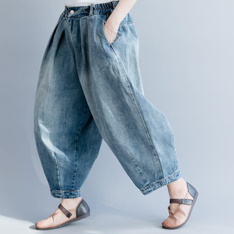 Blue Cowboy Loose Wide-leg Pants Women Casual Jeans K18036– FantasyLinen