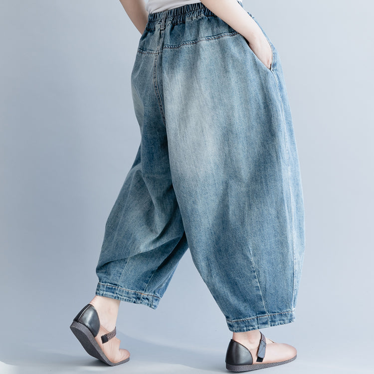 Blue Cowboy Loose Wide-leg Pants Women Casual Jeans K18036– FantasyLinen