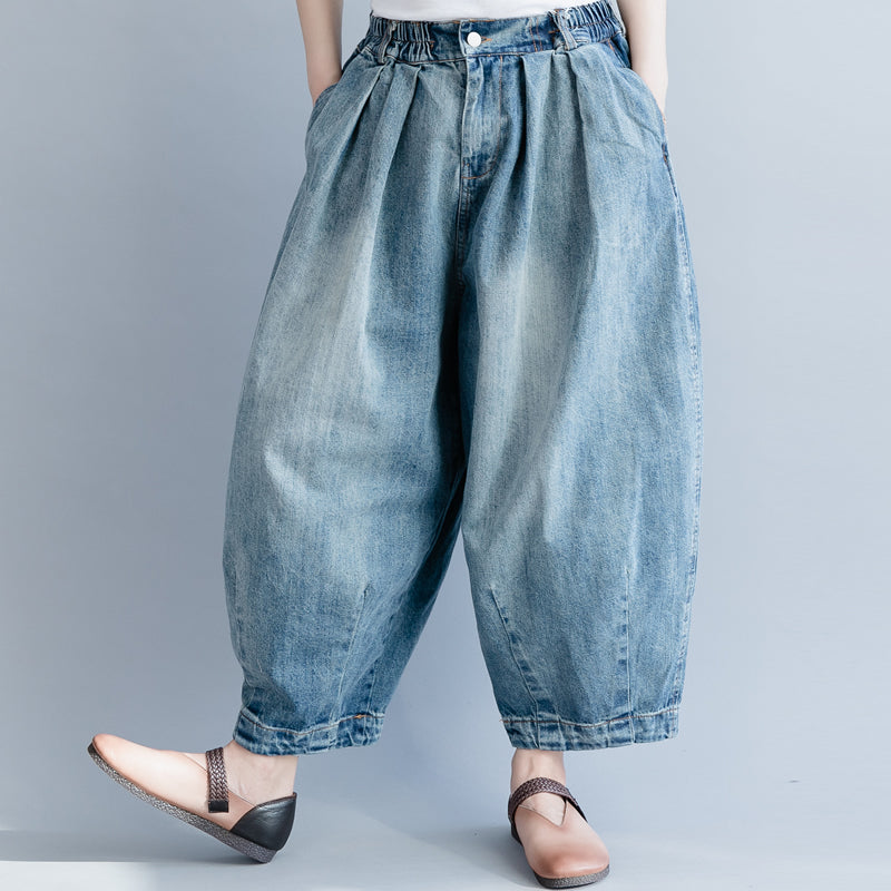 Blue Cowboy Loose Wide-leg Pants Women Casual Jeans K18036– FantasyLinen