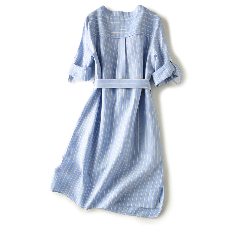 Linen Summer Dresses Blue White Stripe Clothing For Women– FantasyLinen