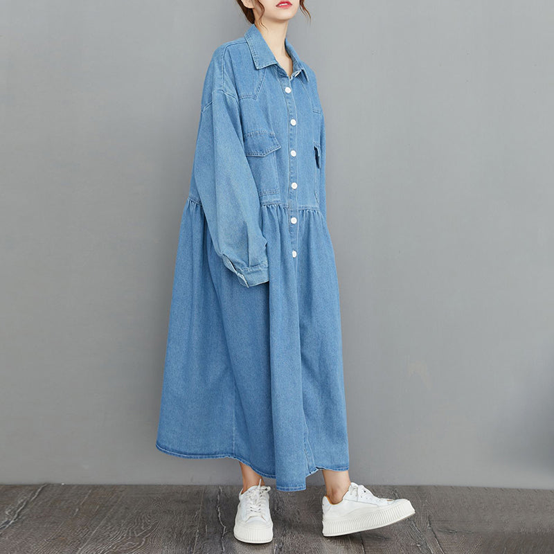 Casual Plus Size Dresses, Denim Long Dress, Casual Shirt Dress ...