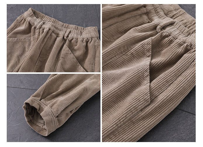 Women Corduroy Pants, Wide Leg Long Trousers, Winter khaki Maxi Pants ...