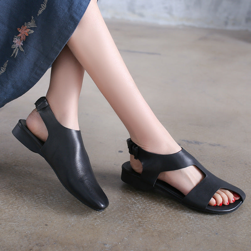 Flat Heel Sandals Women Summer Black 