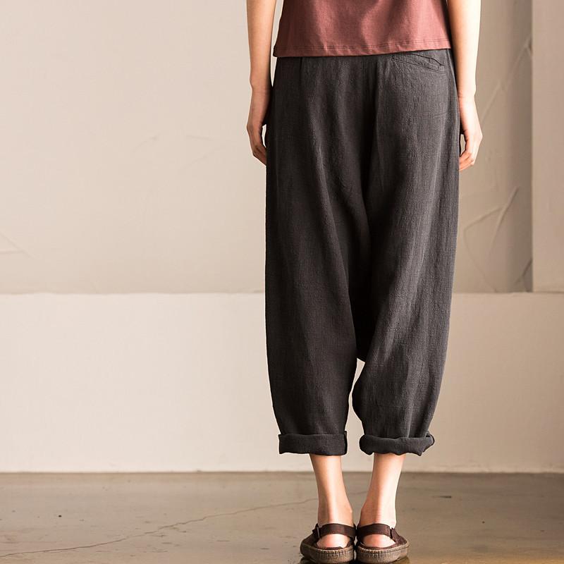 Gray Art Causal Cotton Linen Trousers Women Clothes K2237A– FantasyLinen
