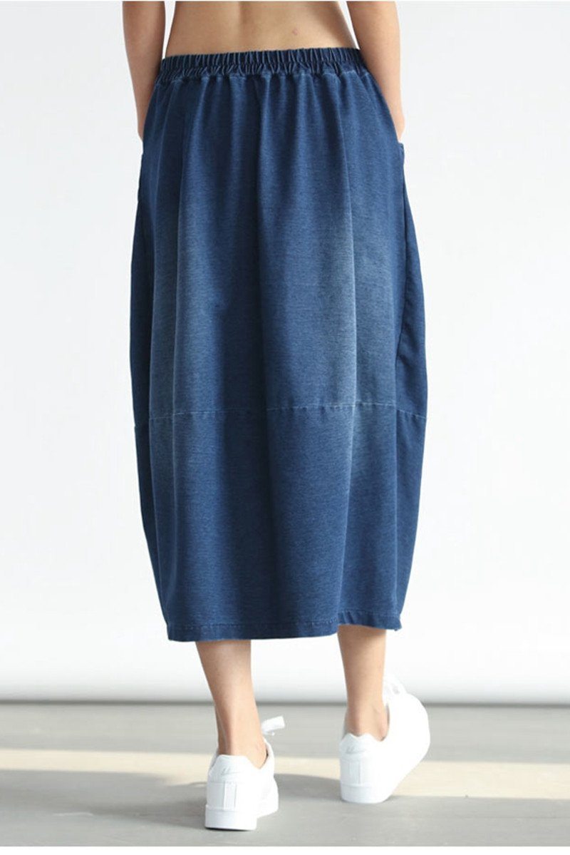 Denim Pocket Cotton Skirt Simple Women Clothes– FantasyLinen