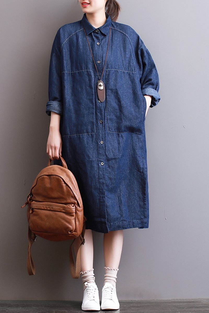 pocket denim shirt dress