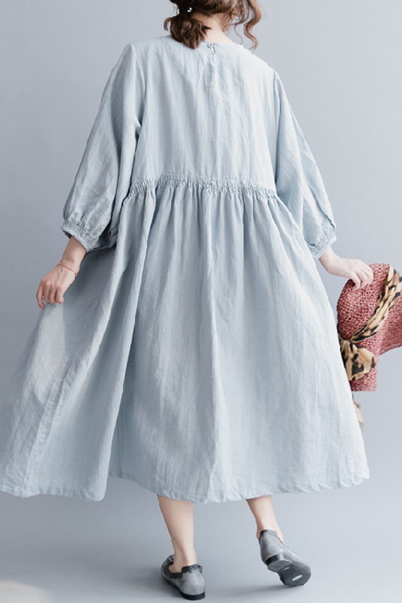 Fashion Women Long Dresses Cotton Linen Loose Lady Dress Q2041 ...