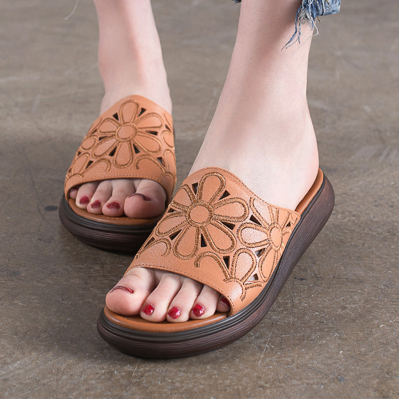 leather slippers for women