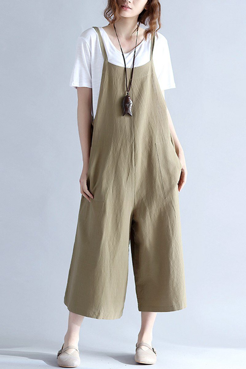 plus size linen overalls