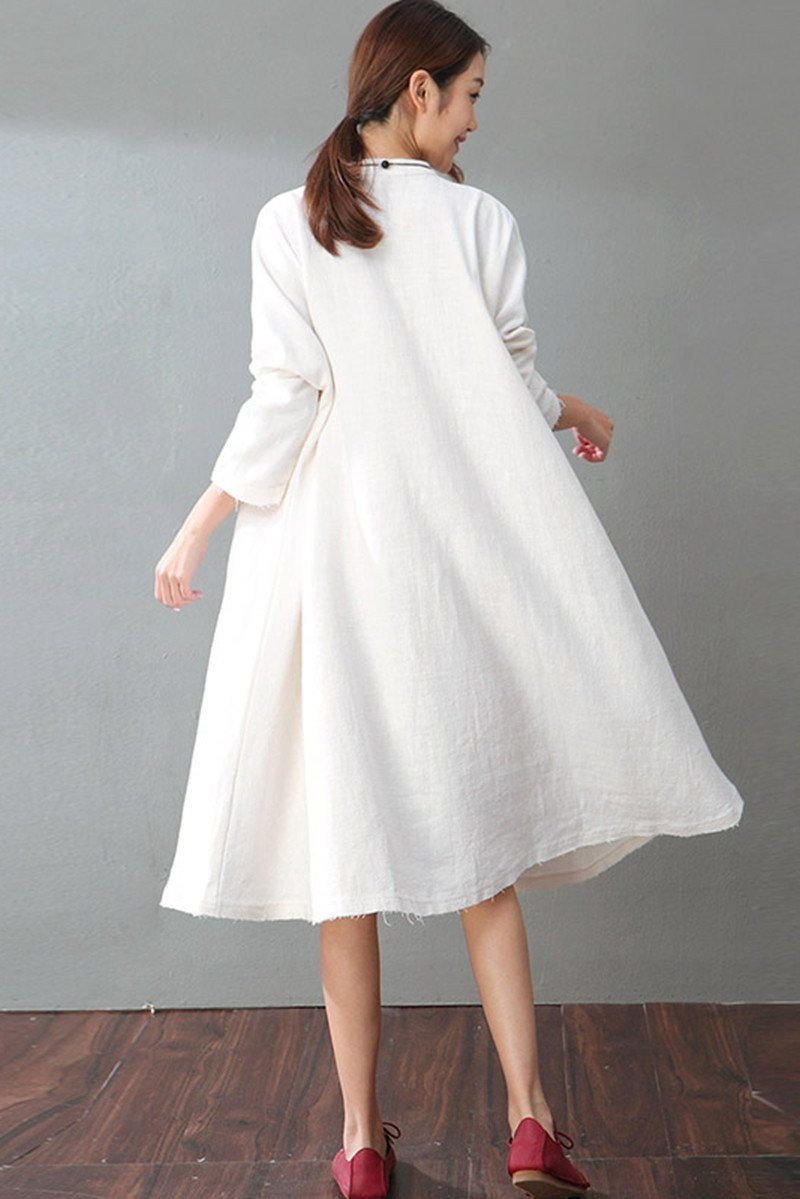 white linen shirt dress long