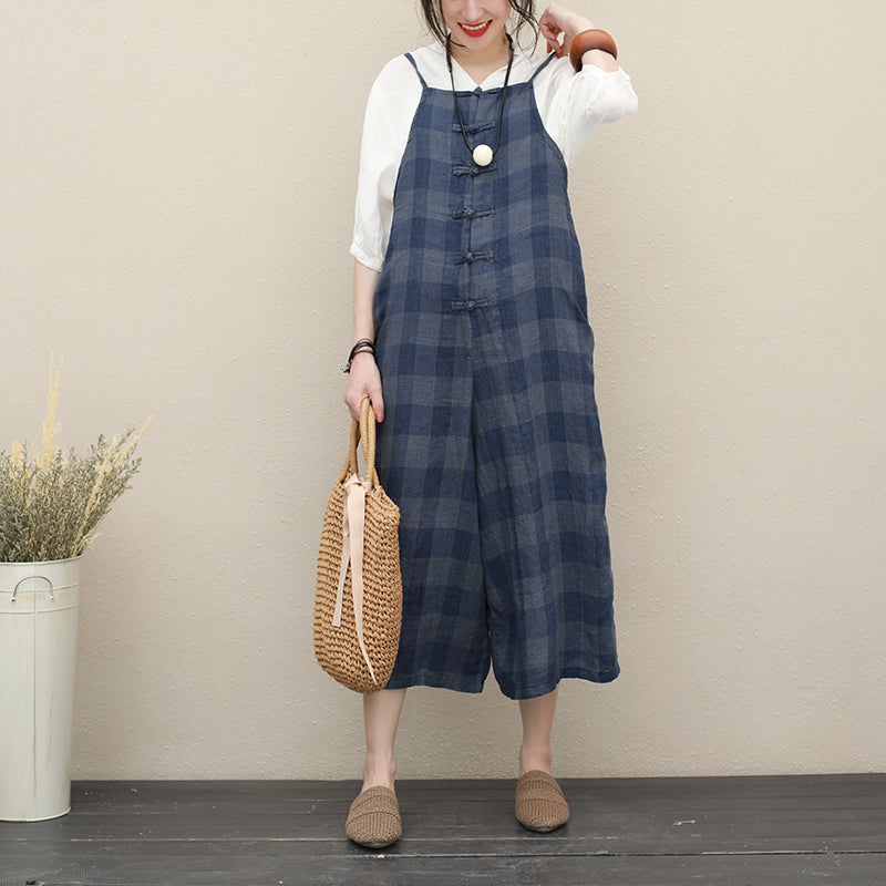 plaid overall jumpsuit