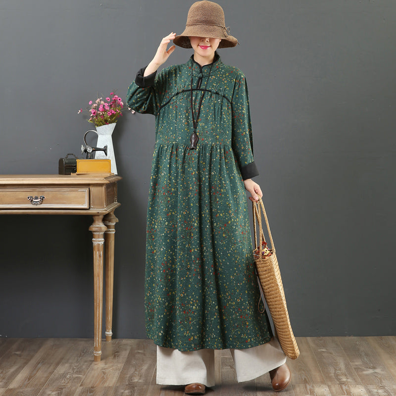 Women's Warm Loose Retro Floral Dress– FantasyLinen