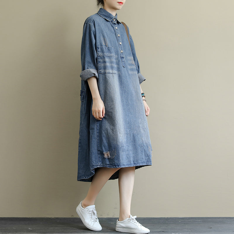 long sleeve denim dress plus size