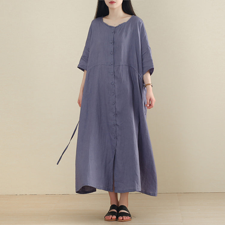 Women Linen Half Sleeve Plus Size Cardigan Dress– FantasyLinen