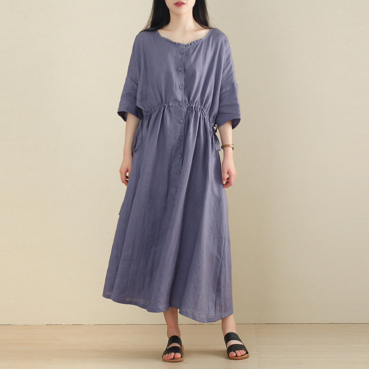 Women Linen Half Sleeve Plus Size Cardigan Dress– FantasyLinen