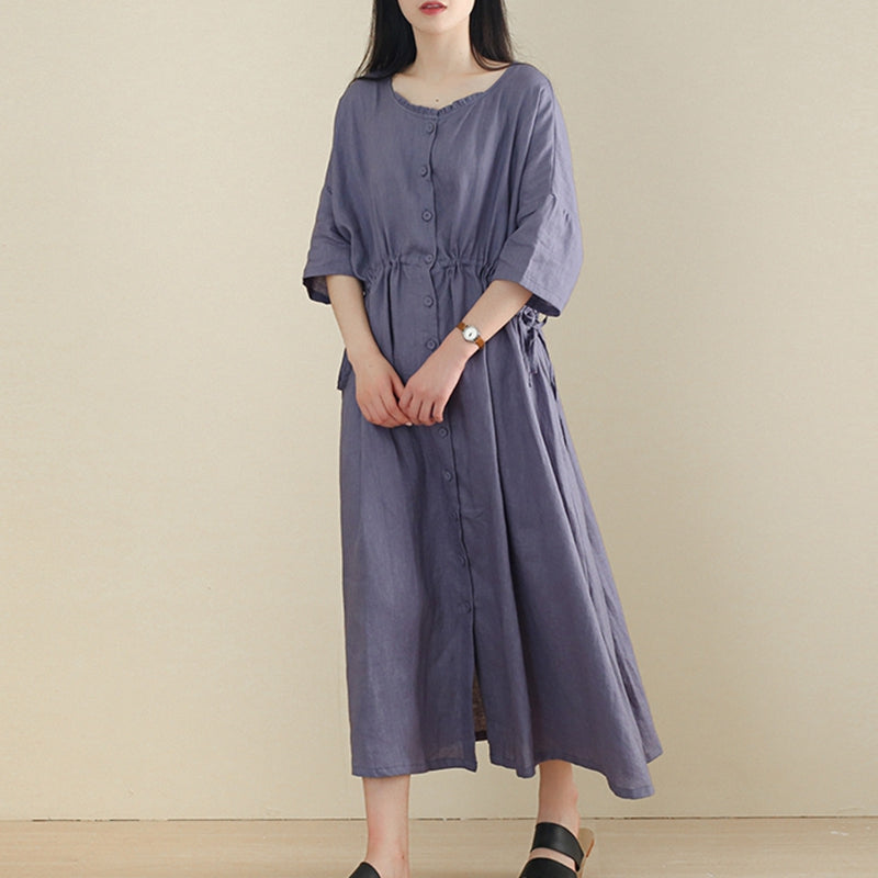 Women Linen Half Sleeve Plus Size Cardigan Dress– FantasyLinen