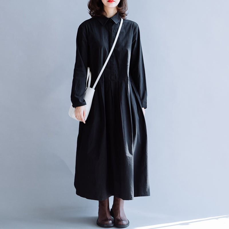 Plus Size Black Cotton Maxi Dress For Women– FantasyLinen