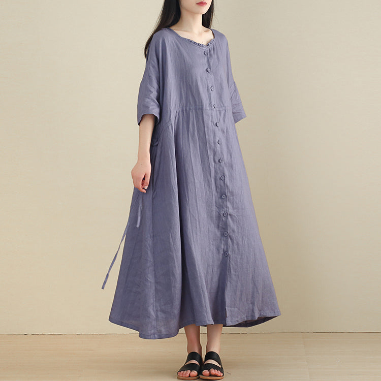 Women Linen Half Sleeve Plus Size Cardigan Dress– FantasyLinen