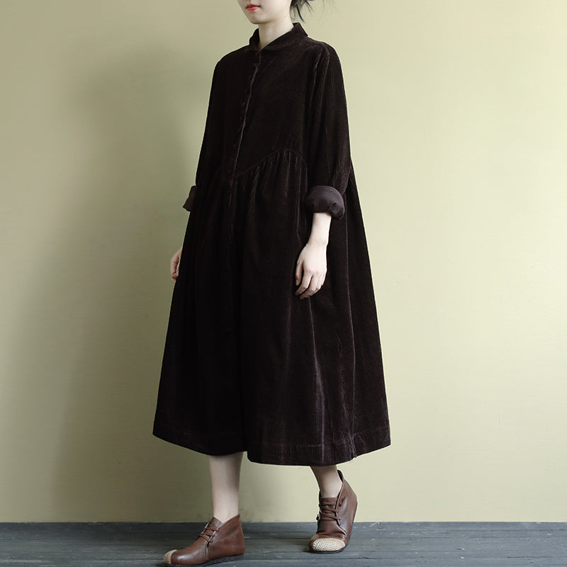 Loose Vintage Corduroy Cardigan Dress For Women– FantasyLinen