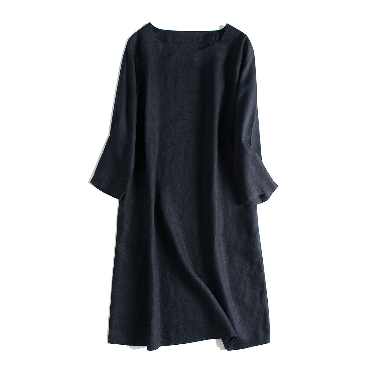 Simple Linen Pure Color 3/4 Sleeve Dress Women Clothes– FantasyLinen