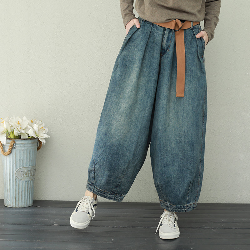 Vintage Blue Denim Pants Women Casual Jeans Q2231– FantasyLinen