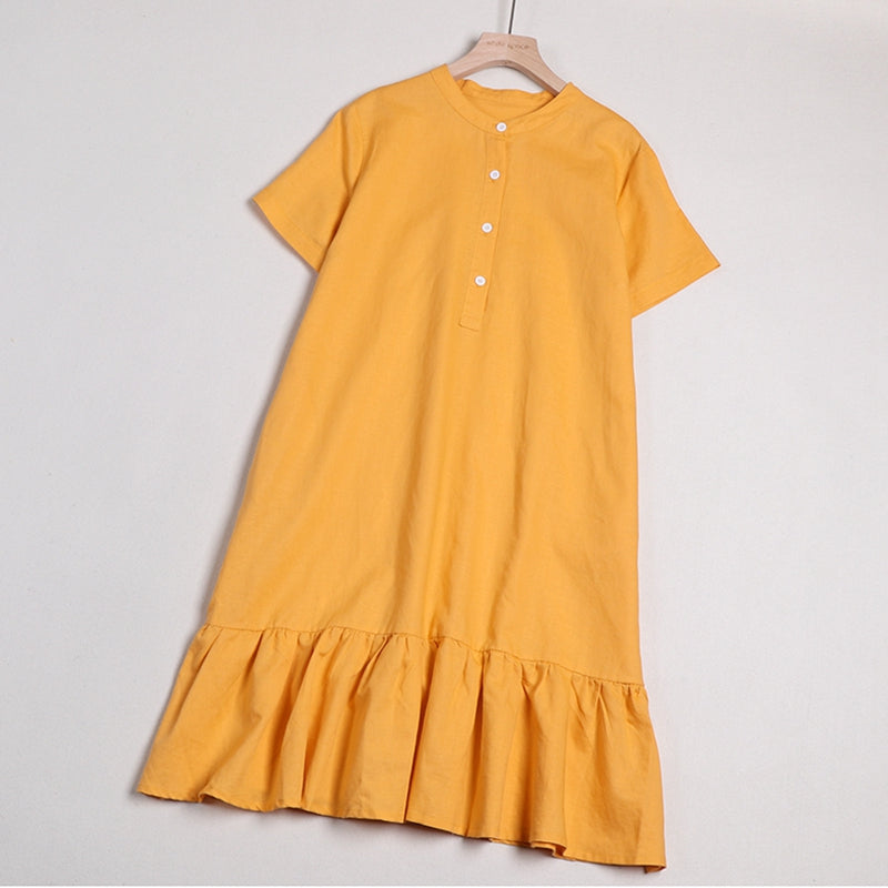 Women's Simple Casual Pure Color Linen Dresses– FantasyLinen