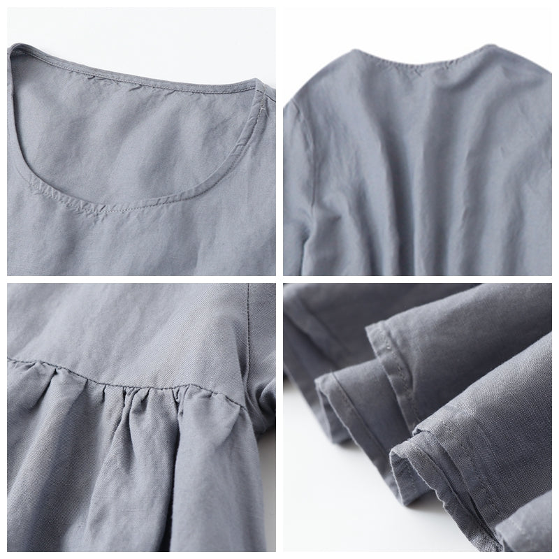 Women Simple Casual Linen Pure Color High Waist Dress– FantasyLinen