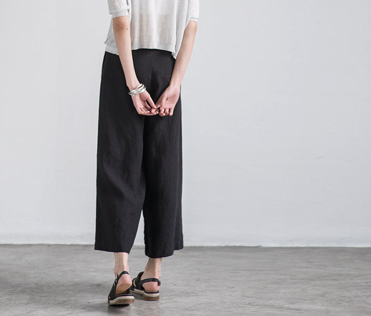 Pure Color Linen Trousers White Women Slacks Pants– FantasyLinen