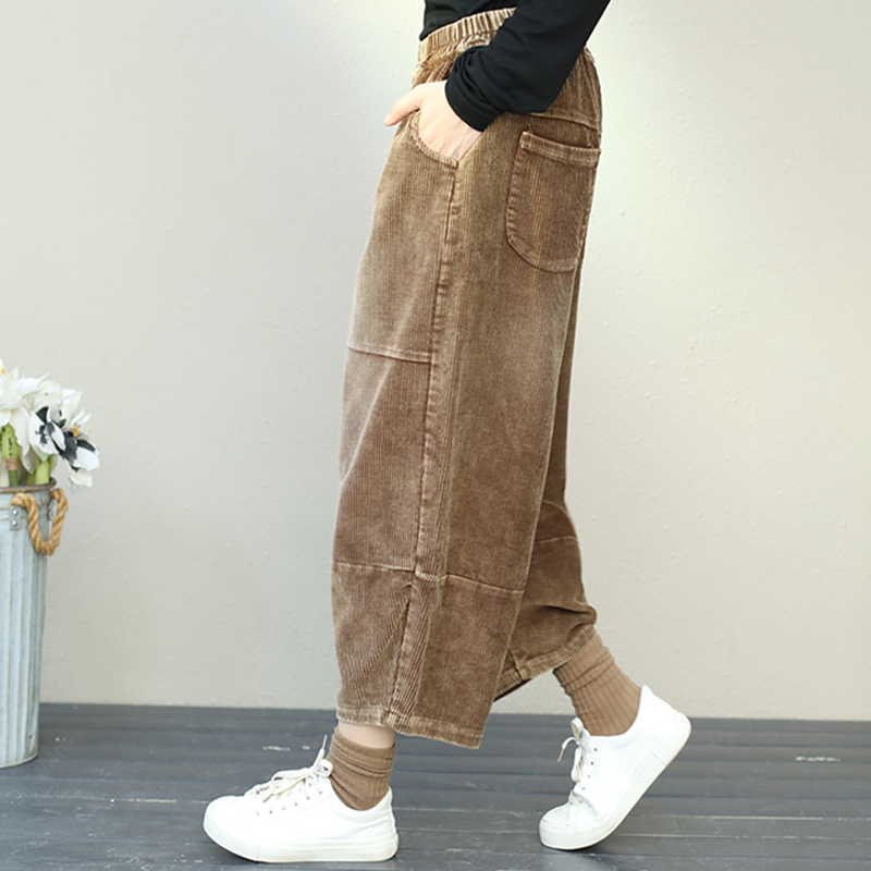 Retro Plus Size Corduroy Pants For Women– FantasyLinen