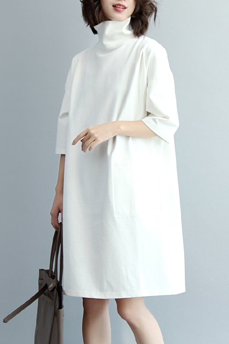 high neck cotton dress