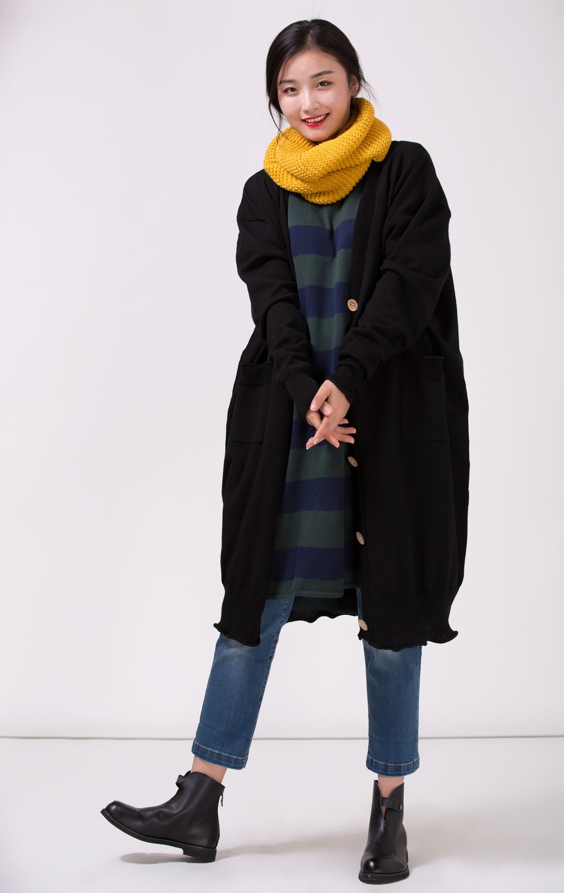 Women Black Loose Plus Size Sweater Coat– FantasyLinen