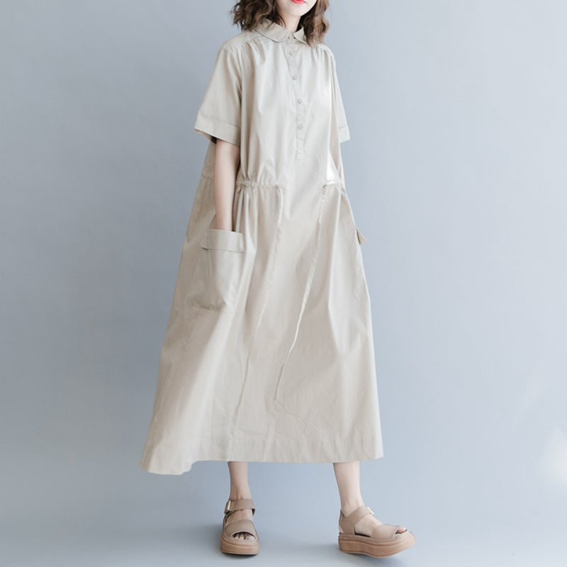 Simple Plus Size Maxi Dresses Women Casual Long Clothes Q1267– FantasyLinen