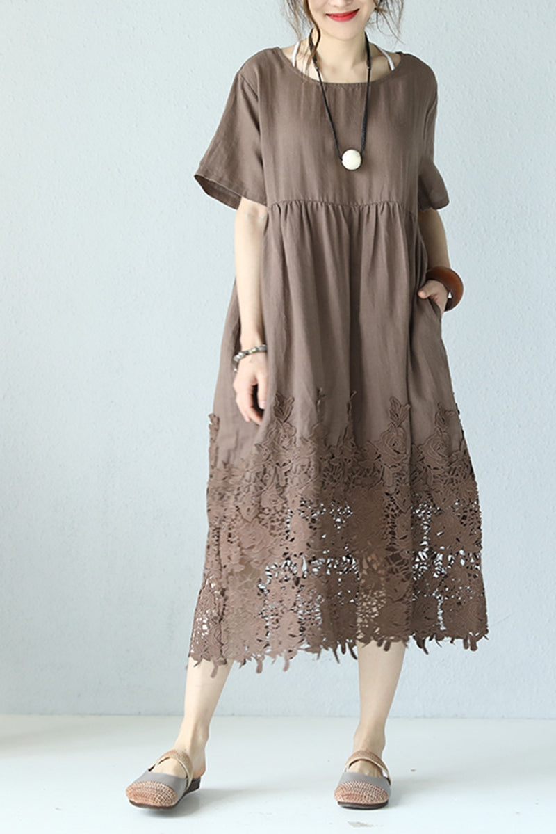 Casual Loose Fitting Round Neck Lace 