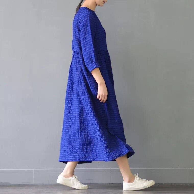 Silk Linen Loose Spring Causel Long Dress Oversize Women Clothes