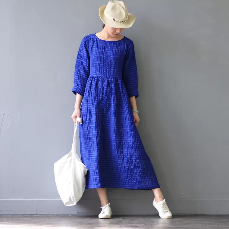 Silk Linen Loose Spring Causel Long Dress Oversize Women Clothes Q2661 ...